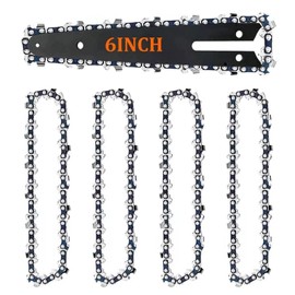 JINJUMEI Pack of 4 Saw Chains, 6 Inch Chainsaw Chain, Mini Chainsaw, Mini Steel Chains, Universal Chain for Chainsaws, Compatible with All 6 Inch Mini Chainsaws, Carpentry and Landscaping