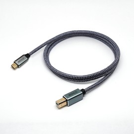 Sonilco High Speed 2.0 USB B to USB C Printer Cable 480 Mbps Universal Nylon Cord Compatible with MacBook Pro/Air MIDI Controller Piano Keyboard DAC Gray 1 Meter / 3.2 Feet Digital Wire