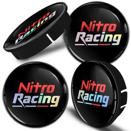 Biomar Labs 4 x 60 mm Universal Plastic Hub Caps Wheel Centre Hub Caps Black Hologram Nitro Racing Car Auto Tuning C 50