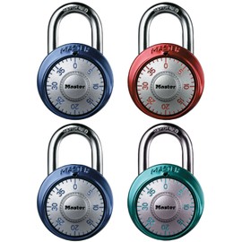 Master Lock 1561DAST Combination Dial Padlock, with Aluminum Cover, 1-7/8-inch Wide, 4-Pack, Color May Vary