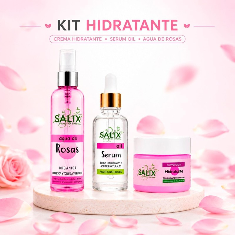 Salix Kit Hidratante Skincare con Crema Rosas Serum Oil y