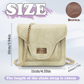 AfitLulu Women’s Lipstick Bag, Cute Portable Lipstick Pouch with Mirror and Metal Chain Small Bag, Portable Mini Cosmetic Bag (Coffee)