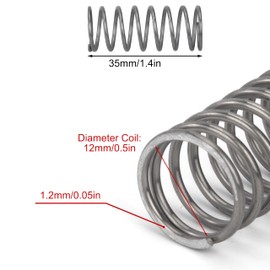 GUNGY Compression Spring Stainless Steel Spring Compression Springs 35 mm Wire Diameter 1.2 mm Inner Diameter 12 mm Length 35 mm Maximum Spring Force 1.4 kg Pack of 10