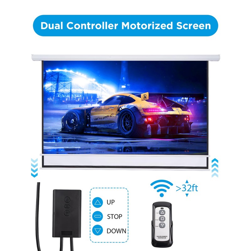 Electric Projector Screen 100 Inch with Remote Control Ceiling Mount