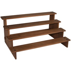 Rustic Wood Cupcake Stand, 4 Tier Solid Timber Dessert Display Rack, Vintage Stepped Organizer for Parties, Jewelry, Collectibles, Home Decor