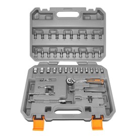 ‎DNA MOTORING TOOLS-00127 42-Piece 1/4 Inch Drive Socket Set with Carrying Case for Household or Automobile Repairing