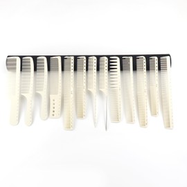 White/Black salon professional barber carbon comb heat-resistant anti-static hair comb set of 8 hairdressers preferred (13PC-White)
