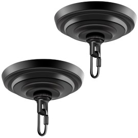 MAYOMAJO 2 Pack of 5-5/16 Inches Light Canopy Kit, Heavy Duty Replacement Cover Plate with Mounting Hardware for Chandelier, Pendant Lighting & Swag Light (Black, 5-5/16 Inch Canopy)