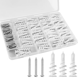 CAEYPOAR 120pcs Self Drilling Drywall Anchors, Premium Drywall Anchors, Drywall Anchors and Screws Kit, 70lb Hanging and Mounting, 60 Self-Tapping/Threaded Plastic Sheetrock Anchors, 60#8x1-1/4 Screws