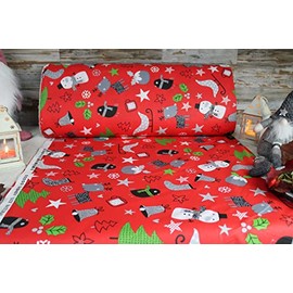 240 cm Wide Sold by the Metre from 50 cm Christmas Fabrics Poplin Cotton Fabric Christmas Fabric Craft Fabric Oeko-Tex (Red)
