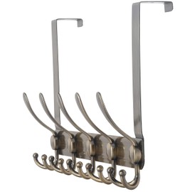 Dseap Over The Door Hook Hanger - 5 Tri Hooks, Heavy Duty Over The Door Towel Rack Coat Rack for Clothes Hat Towel,Bronze