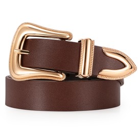 TRIWORKS Women Leather Belt Fashion Leather Waist Belt for Pants Jean Ladies Western Leather Belt