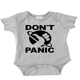 Merch Massacre Hitchhiker's Guide to the Galaxy Don't Panic Bodysuit Infant Toddler Baby Creeper (18 months)