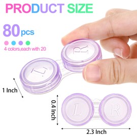 Nicunom 80 Pack Colorful Contact Lens Case Box, Contact Lens Holder Bulk Contact Lens Container Left Right Eyes Contact Lens Soak Storage Kit, 4 Colors