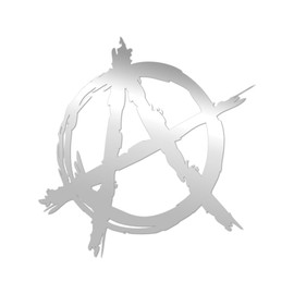 RDW Anarchy Symbol Premium Sticker Decal Chrome Mirror Silver Metallic Occupy Logo - Chrome Silver - 4" W x 4.05" H