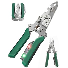 16-in-1 Wire Stripper with 12-250V Voltage Tester&Alarm Rechargeable Heavy Duty Foldable Wire Stripper Crimper, Cutter for Home Use, Electrical Repairs, DIY