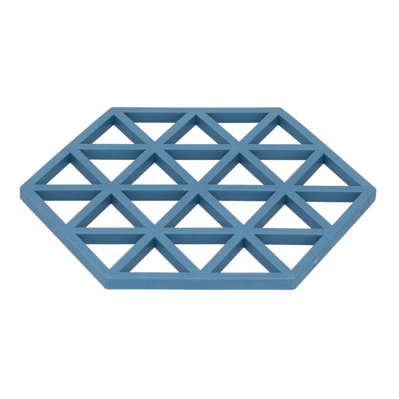 5pcs Table Mats Geometric Hex Shape Hollow Silicone Blue Insulation