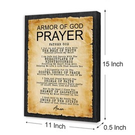 Armor of God Prayer Wall Art,Lords Prayer Canvas Wall Art,Christian Bible Verse Wall Decor,Scripture Religious Wall Decor for Prayer Room Church