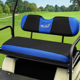 WEIMELL Universal Golf Cart Rear Seat Covers Fit for Club Car EZGO Yamaha Aftermarket Regular Back Seat Cushion Cover Stretchy Breathable Washable No Nails Required Easy to Install Black & Blue