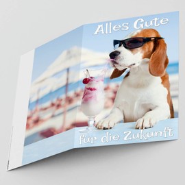 A4 XXL Leaving Card Dog on Holiday with Envelope - Funny Folding Card for Colleagues for Retirement Pension Maternity Protection Retirement Card from BREITENWERK