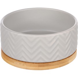 Flamingo Bianco Feeding and Drinking Bowl Round Grey - 990 ml, Glazed Ceramic, Practical and Beautiful Design