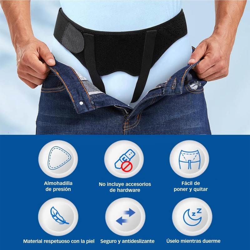 Cinturón de Soporte para Hernia, Viene con Dos Almohadillas de