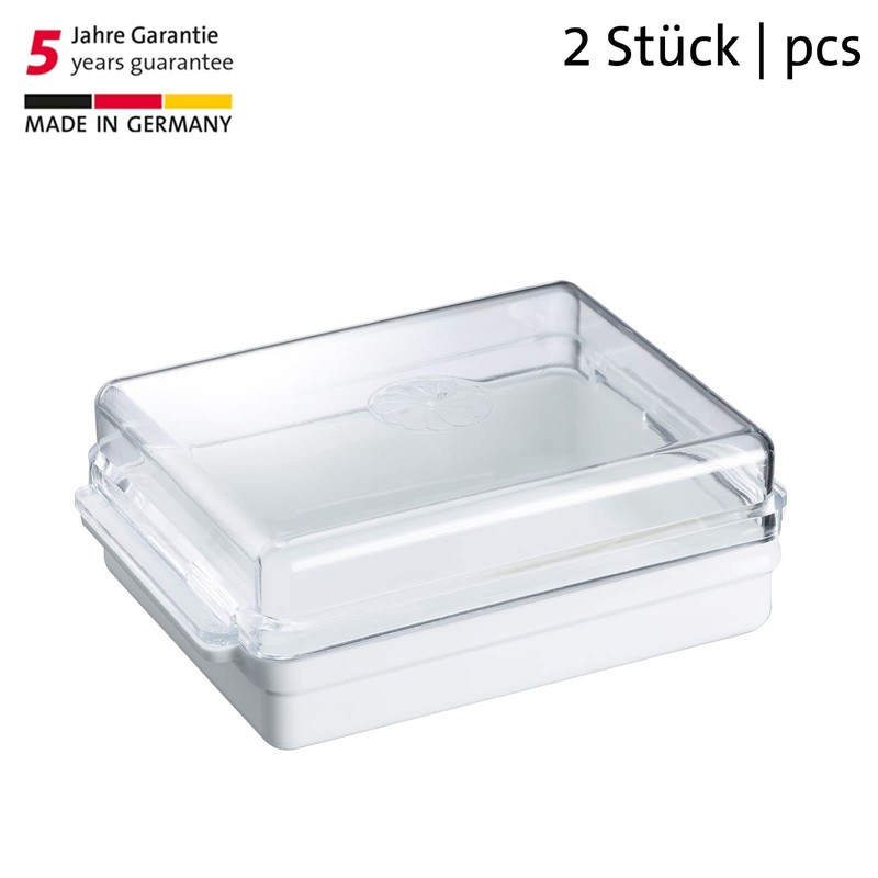 Westmark 208822E3 Plastic Traditional White Clear Fridge Butter Dishes