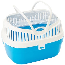 Ferplast Guinea Pig and Other Rodent Carrier ALADINO Medium Travel Cage for Small Animals, Rodents, Guinea Pigs, Sturdy Plastic, Ventilation Grids, Comfortable Handle, 30 x 23 x h 21 cm Blue