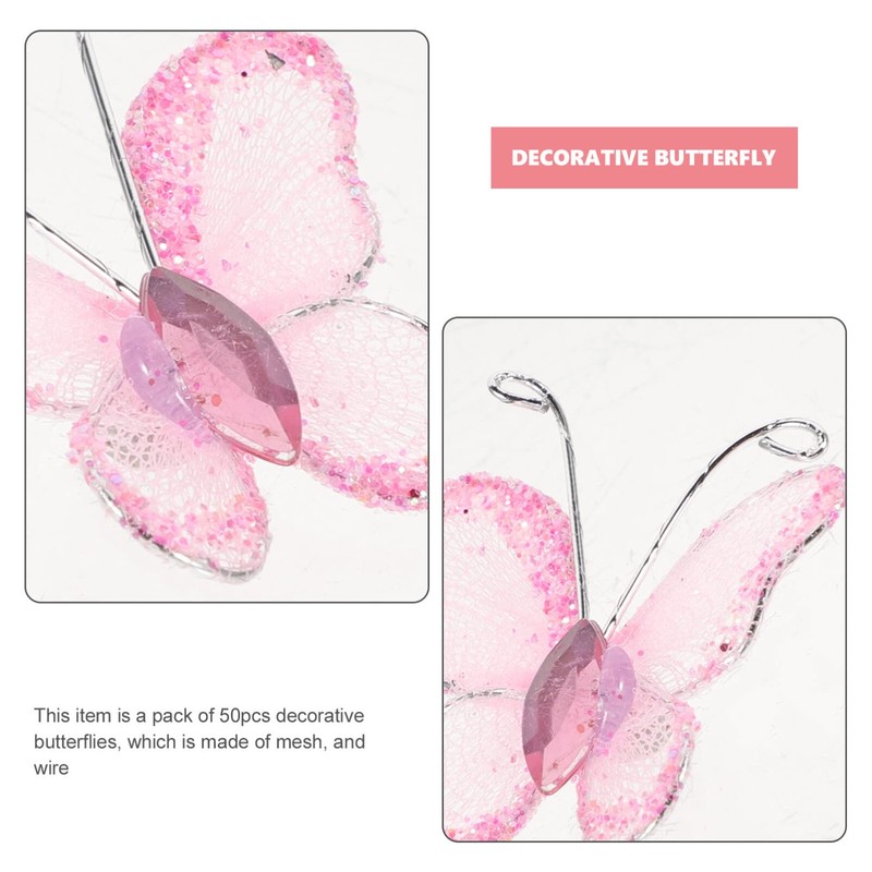 Beaupretty - Juego de 50 mariposas para manualidades (malla transparente,