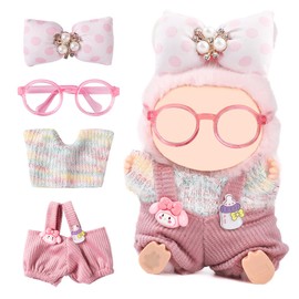 Doll Clothes for 17cm Accessories Doll Clothes Set with Glasses Butterfly Clip Pink Clothe la Boo-Boo for Clothe No Doll Included (Pink, One Size)
