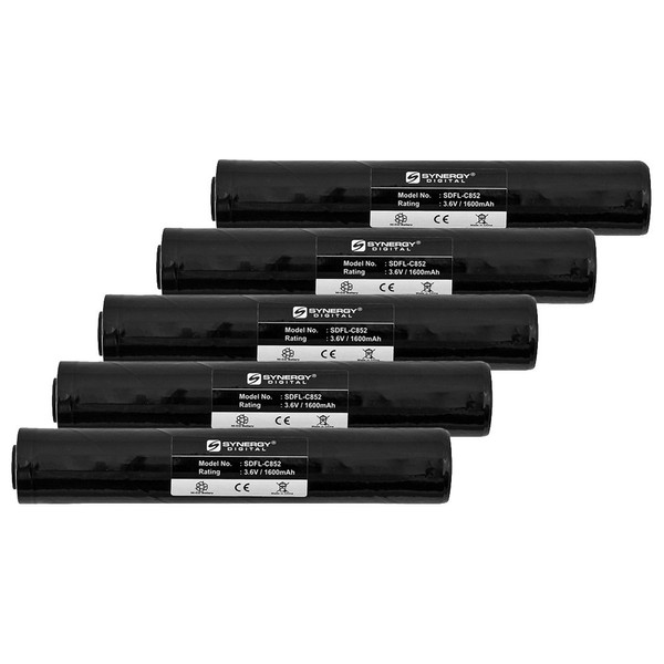 Synergy Digital Batería de linterna, compatible con linterna LED Streamlite Stinger (Ni-CD, 3.6 V, 1600 mAh), paquete combinado incluye: 5 pilas SDFL-C852