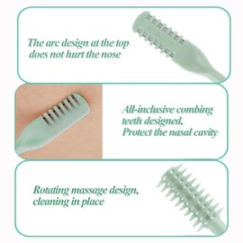 Yeezyxling Nasal Hair Cutter, 2-in-1 Double Sided Nose Hair Knife with Soft Cleaning Brush, Portable Manual 360° Rotating Nose Hair Trimmer, Nostril Nasal Hair Cutter Removal Tool for Men and Women.