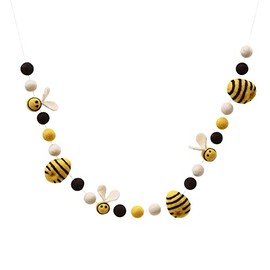 Glaciart One Felt Bees & Felt Beehives Garland - Hanging Banner Decoration for Baby Nursery, Kids Room, Classroom - Woodland Forest-Themed Décor - Summer,Christmas,Easter & Spring - Home Décor - 67In