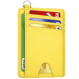 EcoVision Slim Minimalist Front Pocket Wallet, RFID Blocking Credit Card Holder Wallet with Detachable D-Shackle for Men Women