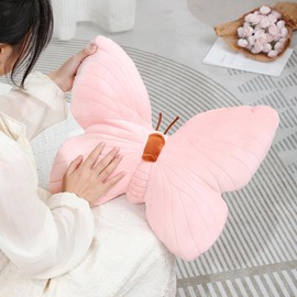 Labauxite Butterfly Shaped Throw Pillow, Soft Butterfly Stuffed Seat Cushion Pad,Pink Butterfly Plush Pillow Velvet Decorative Animal Pillow for Couch Living Room Bed (Pink)