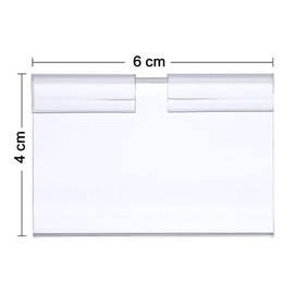 Qincling Pack of 60 Clear Plastic Label Holder, Double Hook Wire Shelf Retail Price Tag Label Holder Merchandise Sign Display Holder (4 * 8cm/1.57 * 3.15in)
