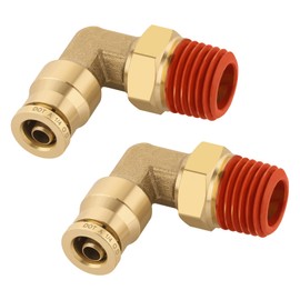 Boeray 1/4" Quick Push to Connect Fittings Brass 90 Degree Union Swivel Elbow Joint DOT Approved 1/4" Tube OD x 1/4" NPT Thread Air Brake Line Adapter Air Suspension Kit for Car Truck Trailers 2pcs