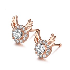 Deer Statement Earrings for Women - Elk Stud Earrings, Christmas Reindeer Hypoallergenic Jewelry, Animal Head Ear Studs, Cute Funny Gifts for Girls