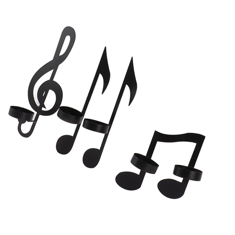 4Pcs Unique Iron Black Music Note Wall Sconce Candle Holder
