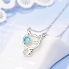 KH Collar Gato Gatito Ojo De Piedra Azul Plata 925