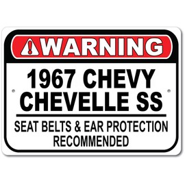 1967 67 Chevy Chevelle SS Seat Belt Recommended Fast Car Sign, Metal Garage Sign, Wall Decor, GM Car Sign - 10x14 inches