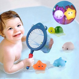 MOSU Juguetes de Baño, 5pcs Juego de Juguetes de Baño, Atrapar Peces de Juguetes para Bañera, Tiburón Juguetes para Baño, Juguetes para Alberca (Tiburón)