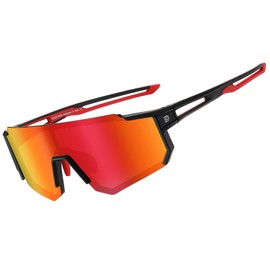 DUCO Polarized Kids Sunglasses Youth Sports Cycling Shades Lightweight Frame UV400 Child Boys Girls Baseball SunGlasses DK310(Black Frame Red Temple Revo Orange Lens)