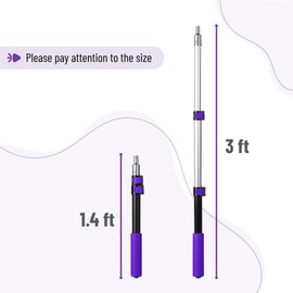 Bates- Extension Pole, 1.4 to 3 Ft Pole, Black & Purple, ‎Telescoping Pole, Extendable Pole, Telescopic Pole, Paint Pole, Paint Roller Extension Pole, Paint Extension Pole, Telescopic Poles