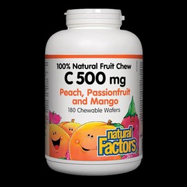 Natural Factors Vitamin C 500mg Peach, Passionfruit and Mango 180 Chewable Wafers