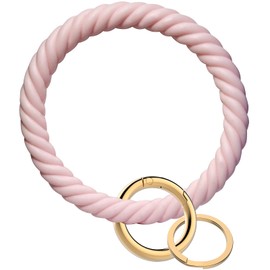 Idakekiy Key Chain, Silicon Wristlet Keychain Bangle Keyring Bracelet Holder for Women Girl (Pale Pink)