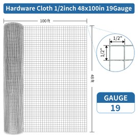 Zevemomo 48" x 100' 1/2inch Hardware Cloth, Galvanized Chicken Wire Fence Welded Mesh Roll for Garden Rabbit Cage, Silver