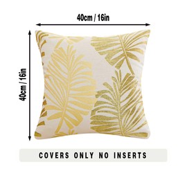 Tennove Cushion Covers 40x40cm Cotton Linen & Velvet Soft Throw Pillow Covers Set of 2 Decorative Tropic Leaf Pattern Square Cushion Cases Pillowcases for Couch Sofa Home Décor, Yellow