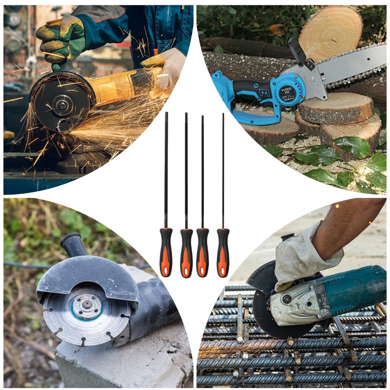 Mumjooyi 4 Pieces File for Chainsaw with Handle and File