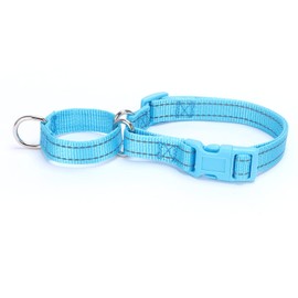 Pimaodog Martingale Dog Collars - Reflective Dog Collar with Quick Release Buckle Adjustable Nylon Training Dog Collar for Puppies Small Medium Large Dogs (M, Light Blue)